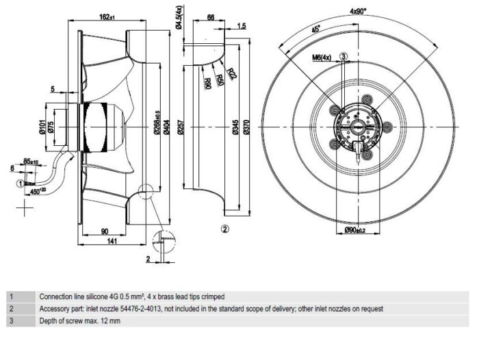 Вентилятор R4E400-AB23-05 / R4E400AB2305 центробежный Ebmpapst — изображение 2
