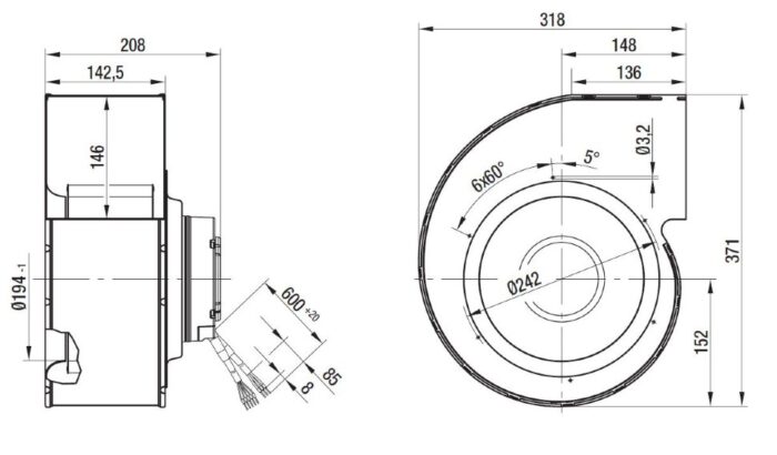 Вентилятор Ebmpapst G3G225-AD29-71 / G3G225AD2971 радиальный EC — изображение 2