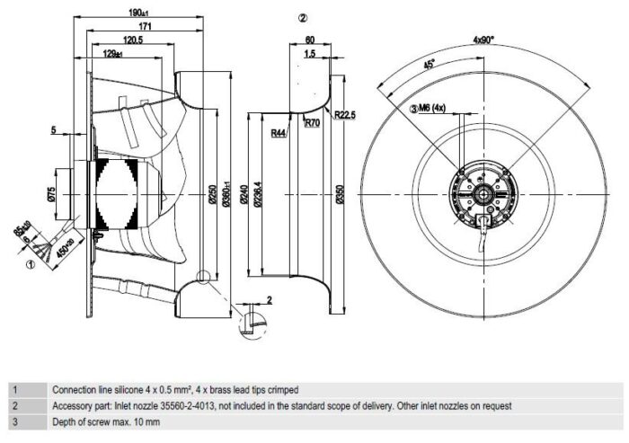 Вентилятор R4E355-AL02-05 / R4E355AL0205 центробежный Ebmpapst — изображение 2