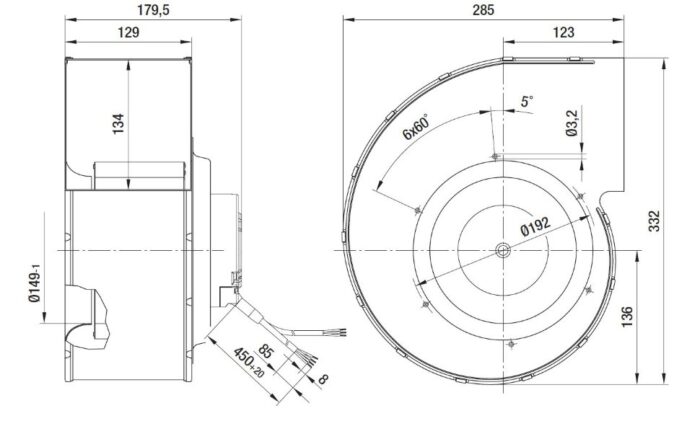 Вентилятор Ebmpapst G3G180-EU60-01 / G3G180EU6001 радиальный EC — изображение 2