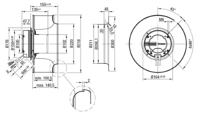 Вентилятор Ebmpapst R3G310-AI39-71 / R3G310AI3971 радиальный EC — изображение 2