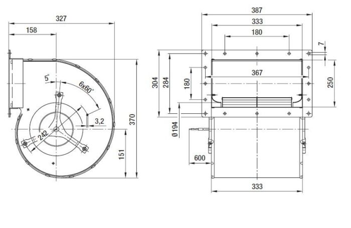 Вентилятор D6E225-FB07-02 / D6E225FB0702 центробежный Ebmpapst — изображение 2