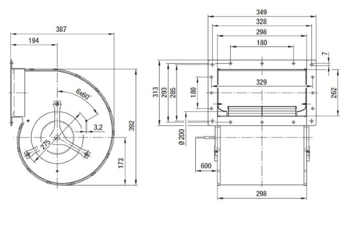 Вентилятор D6E250-CA01-01 / D6E250CA0101 центробежный Ebmpapst — изображение 2