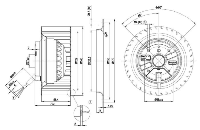 Вентилятор R2E140-AE77-05 / R2E140AE7705 центробежный Ebmpapst — изображение 2