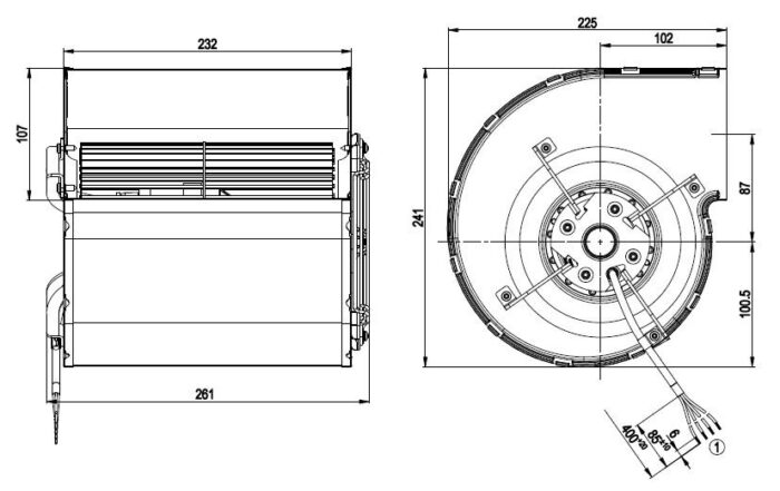 Вентилятор D4E160-EG06-05 / D4E160EG0605 центробежный Ebmpapst — изображение 2