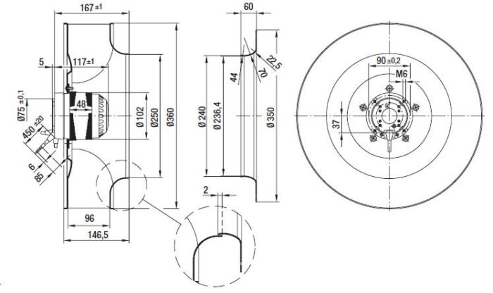 Вентилятор R4D355-AH11-05 / R4D355AH1105 центробежный Ebmpapst — изображение 2