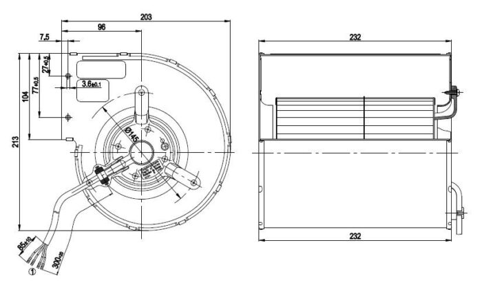Вентилятор D4E133-DL01-J5 / D4E133DL01J5 центробежный Ebmpapst — изображение 2