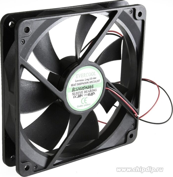 8003256989 EC12025H24S, (120*120*25 24V), Вентилятор 24В, 120х120х25мм, 162.49 м3/час, 43.6dB, подшипник скольжения, 2600 об/мин Hirschmann — изображение 2
