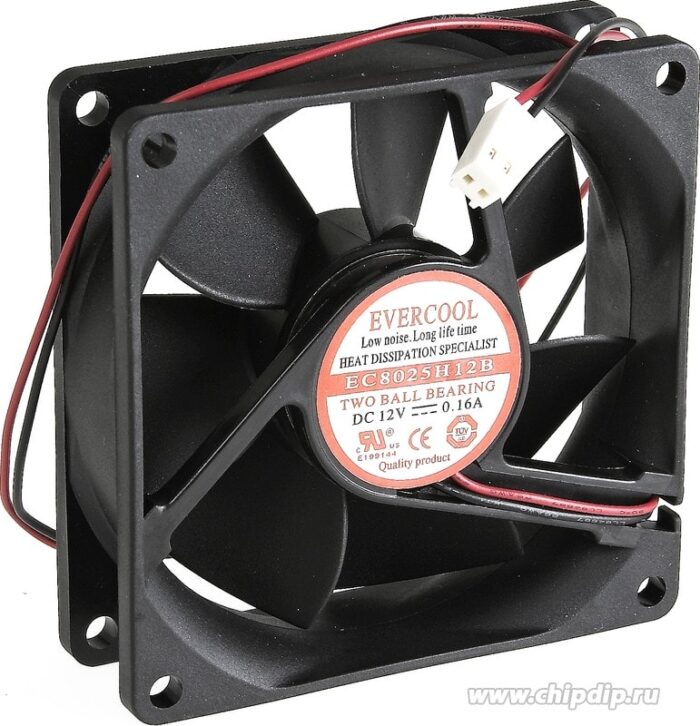 8004072750 EC8025H12B, (80*80*25 12V), Вентилятор 12В, 80х80х25мм, подшипник качения, 3000 об/мин Hirschmann — изображение 2