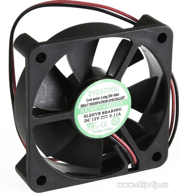 8057749801 EC6015H12S, (60*60*15 12V), Вентилятор 12В, 60х60х15мм, подш. скольжения, 4500 об/мин Hirschmann — изображение 2