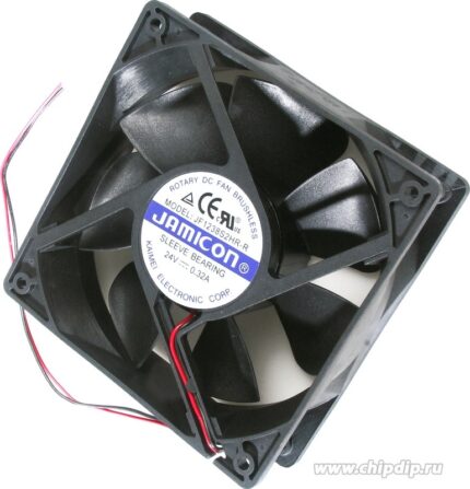 8680585319 JF1238S2HR-R (JF1238S2HR130C066R) (2800RPM) 24V/0,31A (120х120х38) S(втулка) CFM118,7/dBA43,8 Jamicon вентилятор с разъемом 2 конт.MOLEX 523 Hirschmann