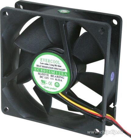 118717001 EC8025M12SA, Вентилятор 12 в, 80х80х25мм , подш. скольжения, 2500 об/мин Hirschmann