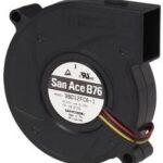 8006986513 9BD24FC6-1, Fan Blower 24VDC Rectangular/Rounded - 76mm L x 69.7mm H Ball 8.8 CFM (0.246m³/min) 3 Wire Leads Hirschmann