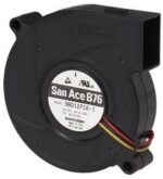 8006986513 9BD24FC6-1, Fan Blower 24VDC Rectangular/Rounded - 76mm L x 69.7mm H Ball 8.8 CFM (0.246m³/min) 3 Wire Leads Hirschmann