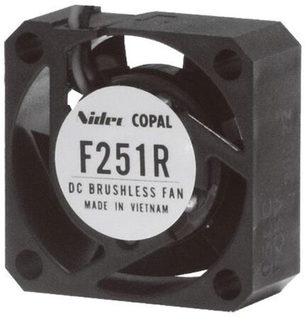 8004771278 F251R-12LC, DC Fans Brushless DC Fan, 25 X 25 X 10mm, 12V DC, .05m3/min Air flow, 30 Pa Static pressure, 15db Noise, 1 sleeve bearing Hirschmann