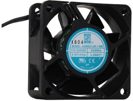 8006104099 OA60EC-UR-1WB, Fan Tubeaxial 95 ~ 264VAC Square - 60mm L x 60mm H Ball 19.5 CFM (0.546m³/min) 2 Wire Leads Hirschmann