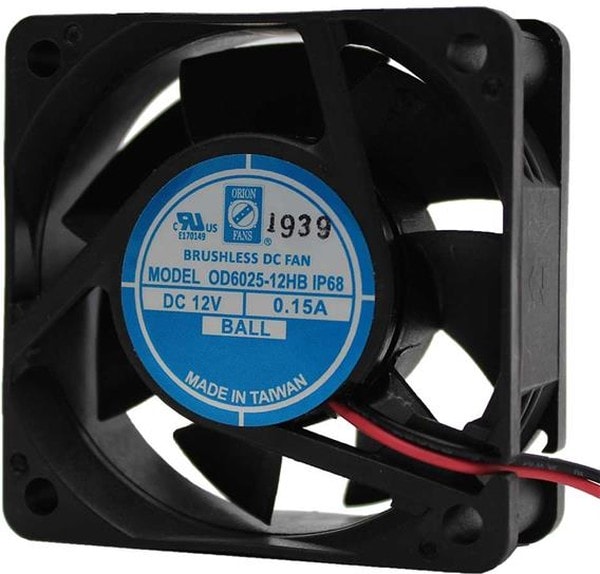 doc006672131 8006866219 OD6025-12HBIP68, Fan Tubeaxial 12VDC Square - 60mm L x 60mm H Ball 25.0 CFM (0.700m³/min) 2 Wire Leads Hirschmann — изображение 1