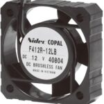 8004771285 F412R-12MB, DC Fans Brushless DC Fan, 41 X 41 X 12.2mm, 12V DC, .15m3/min Air flow, 26 Pa Static pressure, 23db Noise, 1 ball bearing and 1 Hirschmann
