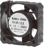 8004771285 F412R-12MB, DC Fans Brushless DC Fan, 41 X 41 X 12.2mm, 12V DC, .15m3/min Air flow, 26 Pa Static pressure, 23db Noise, 1 ball bearing and 1 Hirschmann