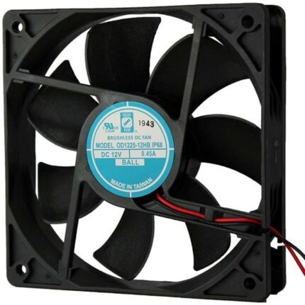 8004715783 OD1225-12HBIP68, DC Fans DC Axial Fan, 120x120x25mm, 12VDC, 120CFM, 5.4W, 0.45A, 42dBA, Ball, Wire, IP68 Hirschmann