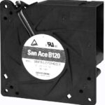 8008679389 9BFB24P2H003, Fan Blower 24VDC Square/Rounded - 120mm L x 120mm H Ball 56.5 CFM (1.58m³/min) 4 Wire Leads Hirschmann