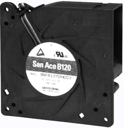 8008679389 9BFB24P2H003, Fan Blower 24VDC Square/Rounded - 120mm L x 120mm H Ball 56.5 CFM (1.58m³/min) 4 Wire Leads Hirschmann