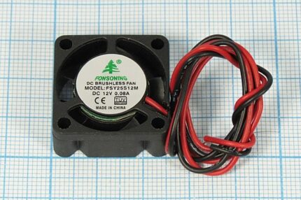 8009976713 Вентилятор 25x25x10, напряжение 12В, ток 0.08А, выводы 2L, подшипник скольжения, FSY25S12M Hirschmann