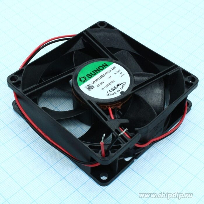 8020810976 GE80252B3-000U-AE9, Вентилятор осевой, 80х80х25мм,24В, DC, 0.137А, 3.29Вт, качения, 4200об/мин, 2 провода () Hirschmann — изображение 2