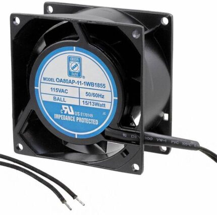 8006035886 OA80AP-11-1WB1855, Fan Tubeaxial 115VAC Square - 80mm L x 80mm H Ball 33.0 CFM (0.924m³/min) 2 Wire Leads Hirschmann