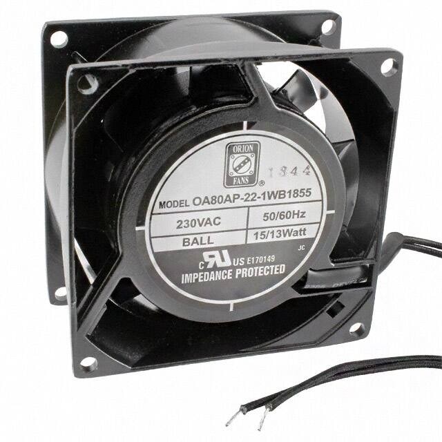 doc007782168 8005836056 OA80AP-22-1WB1855, Fan Tubeaxial 230VAC Square - 80mm L x 80mm H Ball 33.0 CFM (0.924m³/min) 2 Wire Leads Hirschmann — изображение 1