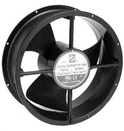8005770568 OA254AN-11-3TB, Fan Tubeaxial 115VAC Round - 254mm Dia Ball 320.0 CFM (8.96m³/min) 2 Terminals Hirschmann