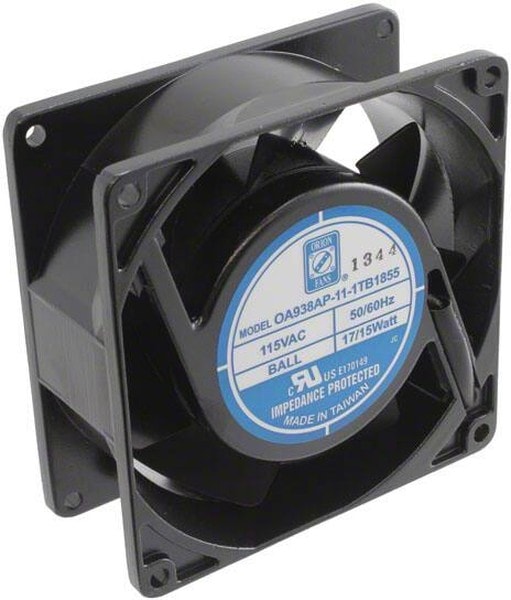 doc007782959 8005183924 OA938AP-11-1TB1855, AC Fans Axial Fan, 92x92x38mm, 115VAC, 55CFM, 15W, 40.1dBA, 3150RPM, Ball, Wire, IP55 Hirschmann — изображение 1