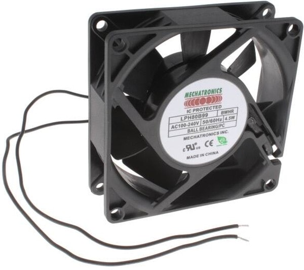 doc007783222 8005999952 LPH80B99-BWHR-PC, Fan Tubeaxial 100 ~ 240VAC Square - 80mm L x 80mm H Ball 39.0 CFM (1.09m³/min) 2 Wire Leads Hirschmann — изображение 1