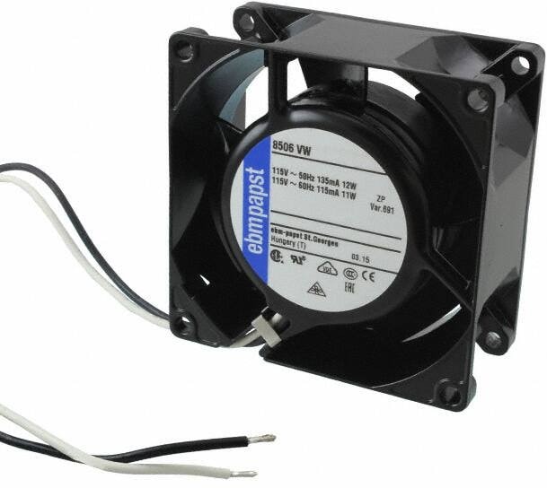 doc007784405 8006156956 8506VW-691, Fan Tubeaxial 115VAC Square - 79.5mm L x 79.5mm H Ball 31.2 CFM (0.874m³/min) 2 Wire Leads Hirschmann — изображение 1