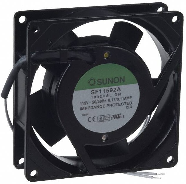 doc007784573 8006057329 SF11592A-1092HSL.GN, Fan Tubeaxial 115VAC Square - 91.5mm L x 91.5mm H Sleeve 36.0 CFM (1.01m³/min) 2 Wire Leads Hirschmann — изображение 1