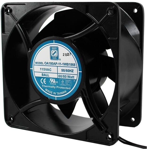 doc007784890 8005845875 OA180AP-11-1WB1868, Fan Tubeaxial 115VAC Square - 176mm L x 176mm H Ball 380.0 CFM (10.64m³/min) 2 Wire Leads Hirschmann — изображение 1
