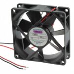 8006878060 F8025X24B-RHR, Fan Tubeaxial 24VDC Square - 80mm L x 80mm H Ball 53.0 CFM (1.48m³/min) 2 Wire Leads Hirschmann