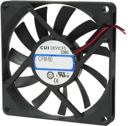 8005855565 CFM-8015-13-10, Fan Tubeaxial 12VDC Square - 80mm L x 80mm H Ball 44.0 CFM (1.23m³/min) 2 Wire Leads Hirschmann