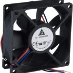 8006857541 AFB0812SH-F00, Fan Tubeaxial 12VDC Square - 80mm L x 80mm H Ball 46.6 CFM (1.30m³/min) 3 Wire Leads Hirschmann