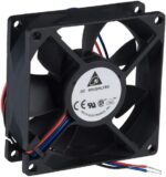 8006857541 AFB0812SH-F00, Fan Tubeaxial 12VDC Square - 80mm L x 80mm H Ball 46.6 CFM (1.30m³/min) 3 Wire Leads Hirschmann
