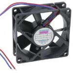 8006866497 F8025E24B3-FSR, Fan Tubeaxial 24VDC Square - 80mm L x 80mm H Ball 46.0 CFM (1.29m³/min) 2 Wire Leads Hirschmann