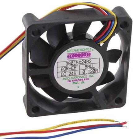 8006894897 G6015X24B2-AGR-EM, Fan Tubeaxial 24VDC Square - 60mm L x 60mm H Ball 24.0 CFM (0.672m³/min) 3 Wire Leads Hirschmann