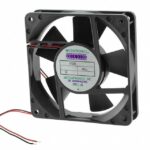 8005986203 E1225E24B-FSR, Fan Tubeaxial 24VDC Square - 120mm L x 120mm H Ball 93.0 CFM (2.60m³/min) 2 Wire Leads Hirschmann