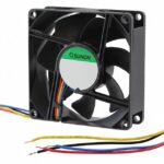 8005901556 GF80321B1-000U-SE9, Fan Tubeaxial 12VDC Square - 80mm L x 80mm H Ball 59.4 CFM (1.66m³/min) 4 Wire Leads Hirschmann
