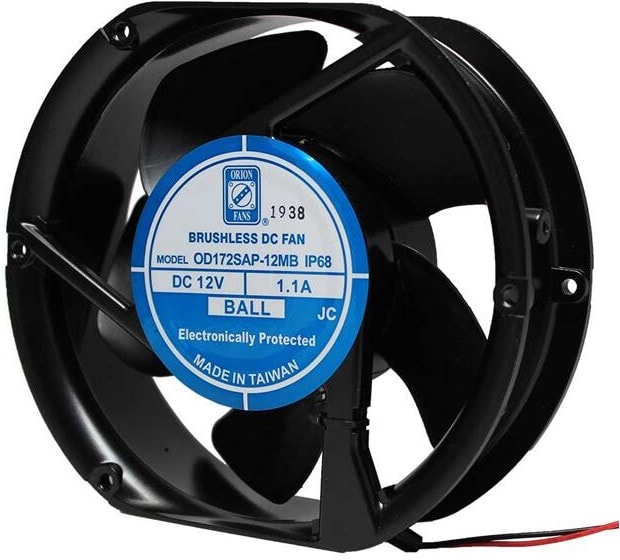 doc007785783 8005764517 OD172SAP-48HBIP68, Fan Tubeaxial 48VDC Rectangular/Rounded - 172mm L x 150mm H Ball 235.0 CFM (6.58m³/min) 2 Wire Leads Hirschmann — изображение 1
