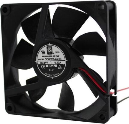 8005801205 OD8020-24HB, Fan Tubeaxial 24VDC Square - 80mm L x 80mm H Ball 2 Wire Leads Hirschmann