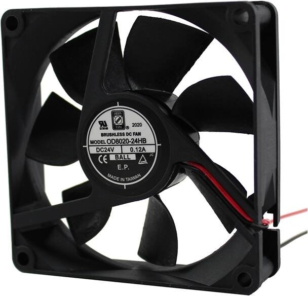 doc007786234 8005801205 OD8020-24HB, Fan Tubeaxial 24VDC Square - 80mm L x 80mm H Ball 2 Wire Leads Hirschmann — изображение 1