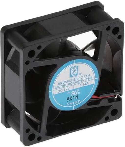 doc007786421 8005184076 OD6025-12HB, DC Fans DC Fan, 60x60x25mm, 12VDC, 24CFM, 0.23A, 33dBA, 4500RPM, Dual Ball, Lead Wires Hirschmann — изображение 1
