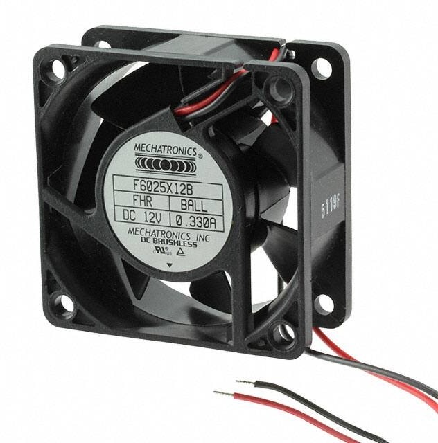 doc007787006 8005955252 F6025X12B2-RHR-EM, Fan Tubeaxial 12VDC Square - 60mm L x 60mm H Ball 28.0 CFM (0.784m³/min) 3 Wire Leads Hirschmann — изображение 1