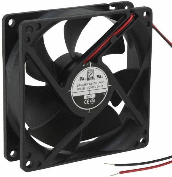 doc007787889 8005873451 OD9225-24HB, Fan Tubeaxial 24VDC Square - 92.5mm L x 92.5mm H Ball 53.0 CFM (1.48m³/min) 2 Wire Leads Hirschmann — изображение 1